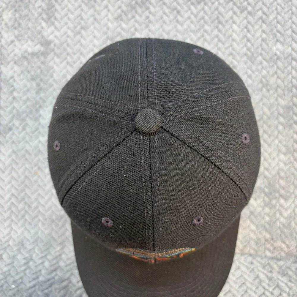 Mountain Sunset Embroidered Black Snapback Hat Baseball Cap Mens Adjustable